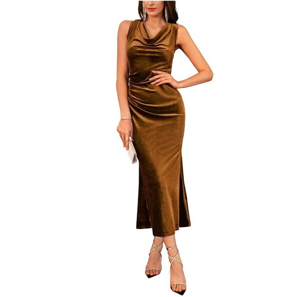 Grace Karin Dresses & Skirts - NWT VELVET* GRACE KARIN Formal Cocktail Dress Elegant Ruched Sleeveless Cowl 16